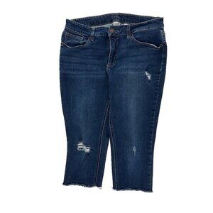 Time and Tru Raw Hem Distressed Cropped Women's size 14‎ Dark Blue Denim jeans